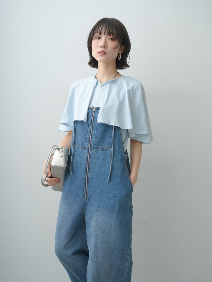 [予約]前後2wayケープTEE/lightblue