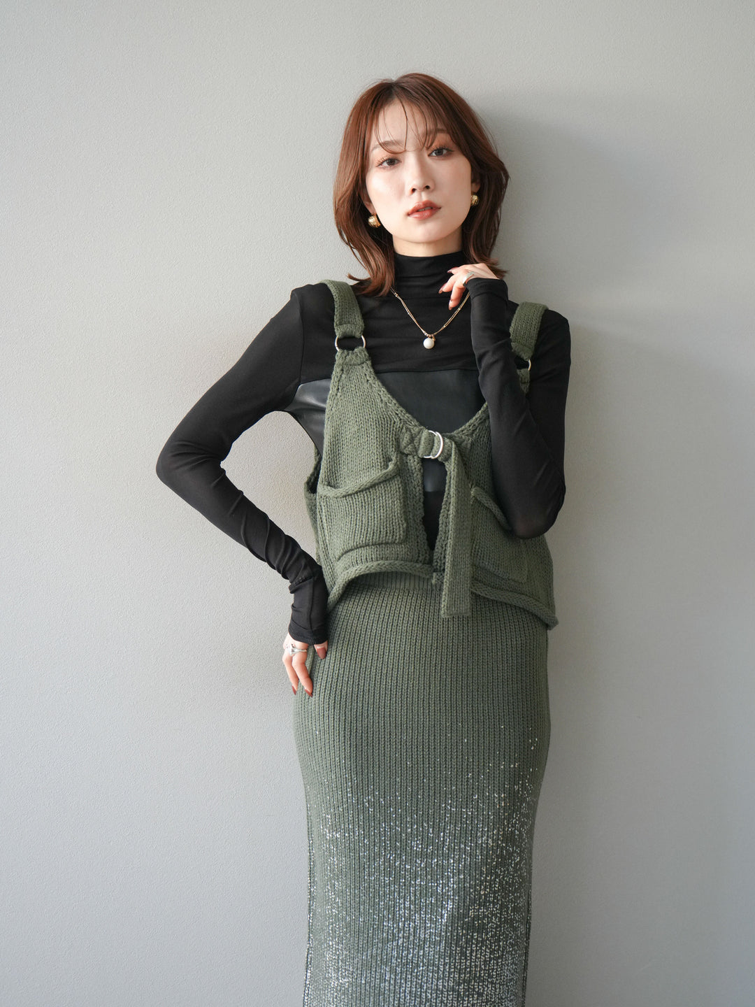 [予約]ニットビスチェ/ashgreen