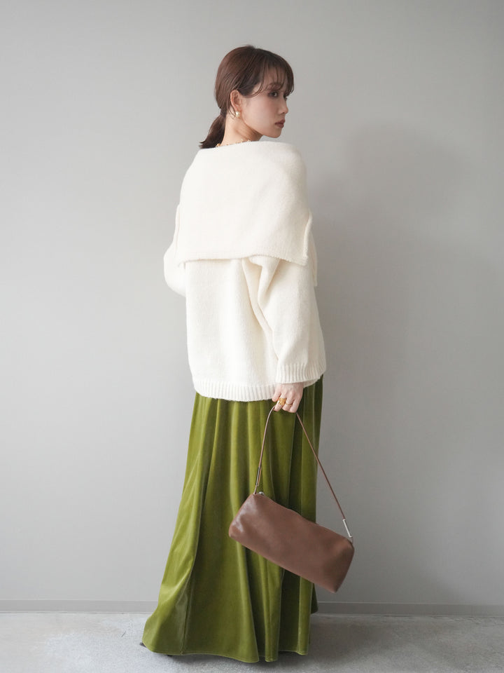 [予約]ベロアフレアスカート/green