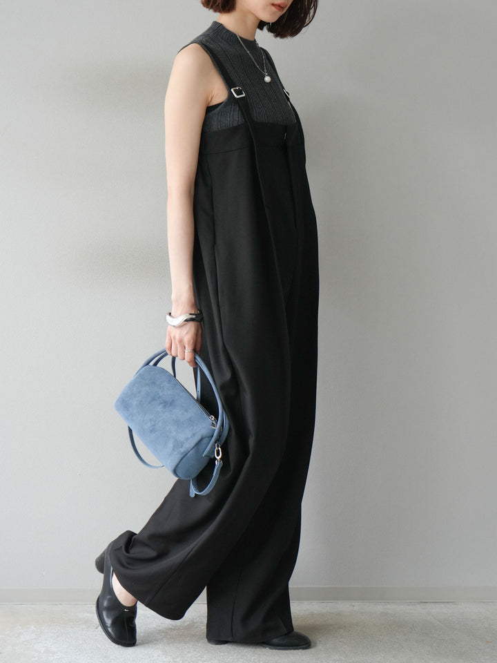 [予約]スリーブレスランダムリブニットトップス/グレー