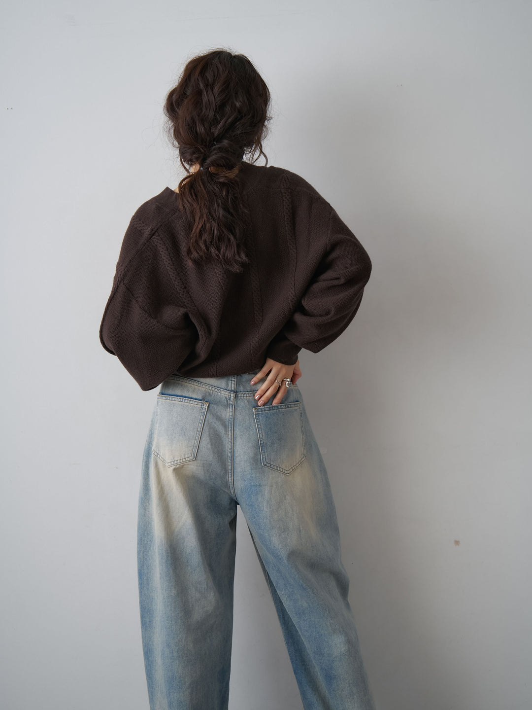 [SET]カシュクールミックスケーブルニットトップス+選べるアクセセット(2set)