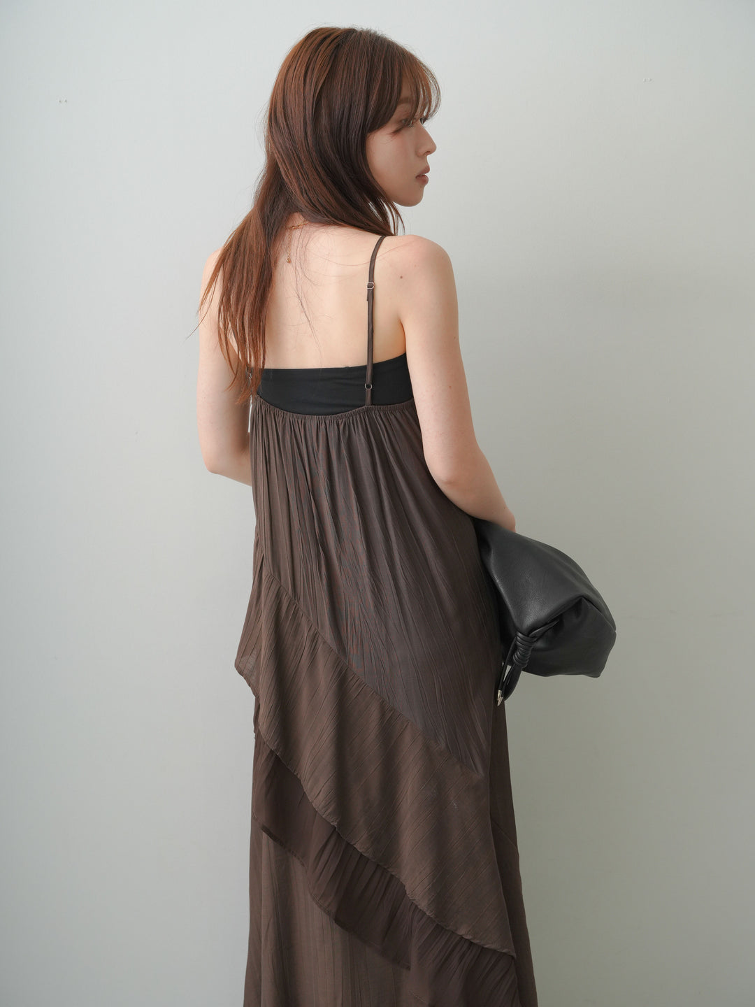[予約]ラッフルヘムレイヤードキャミワンピース/brown