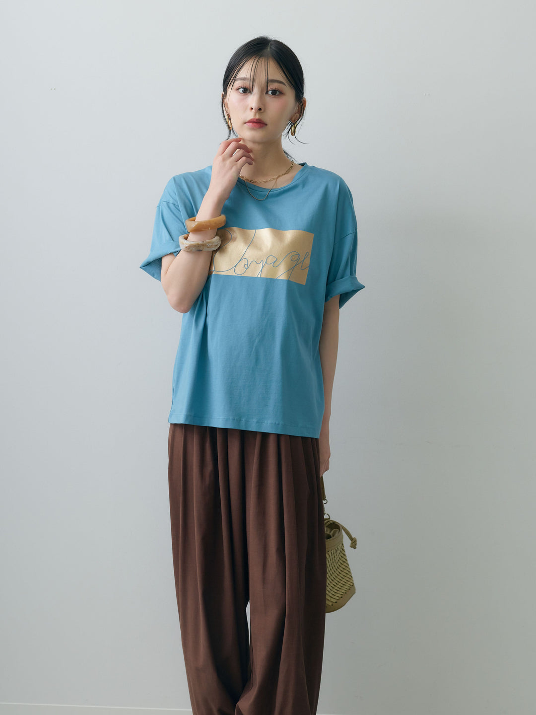 [予約]箔プリントボックスTEE/blue