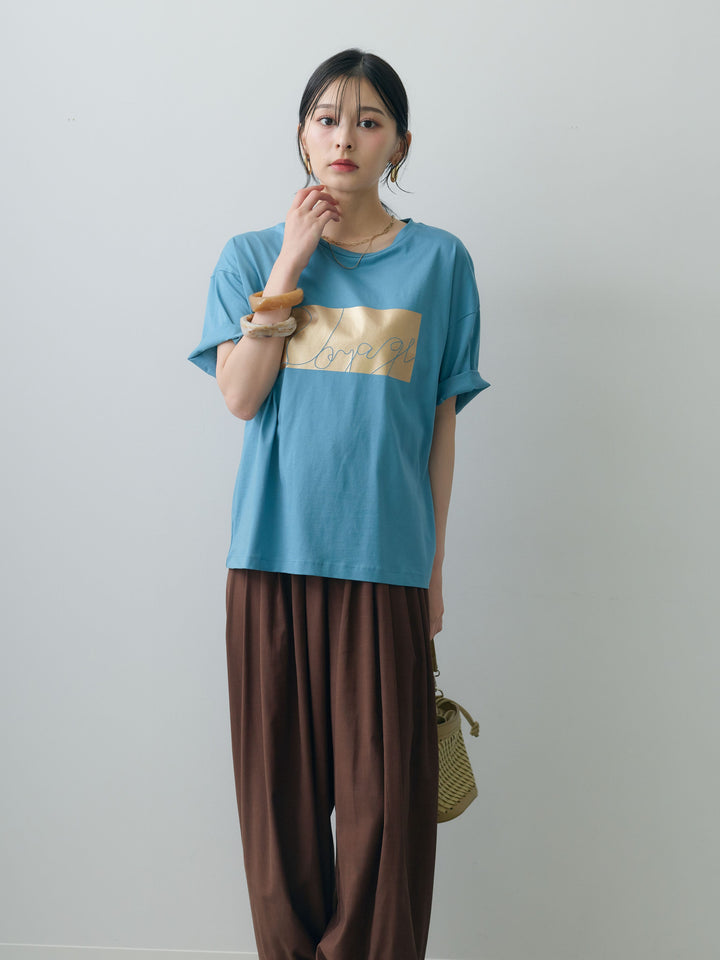 [SET]箔プリントボックスTEE+カフヘムタックコクーンパンツ(2set)