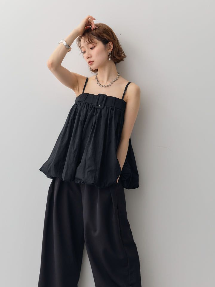 [予約]バックル付バルーンキャミトップス/black