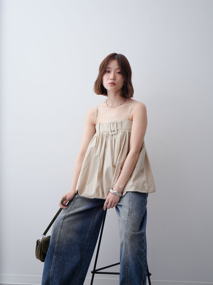 [予約]バックル付バルーンキャミトップス/beige