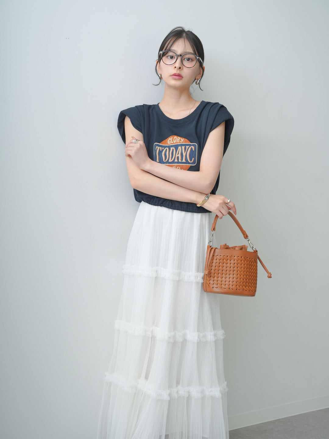 [SET]ヴィンテージロゴドロストTEE+ホイップチュールティアードフレアスカート(2set)