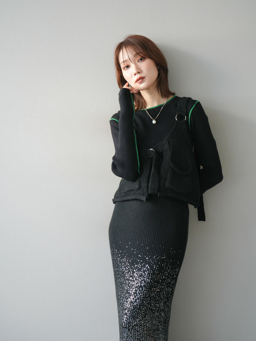 [予約]ニットビスチェ/black