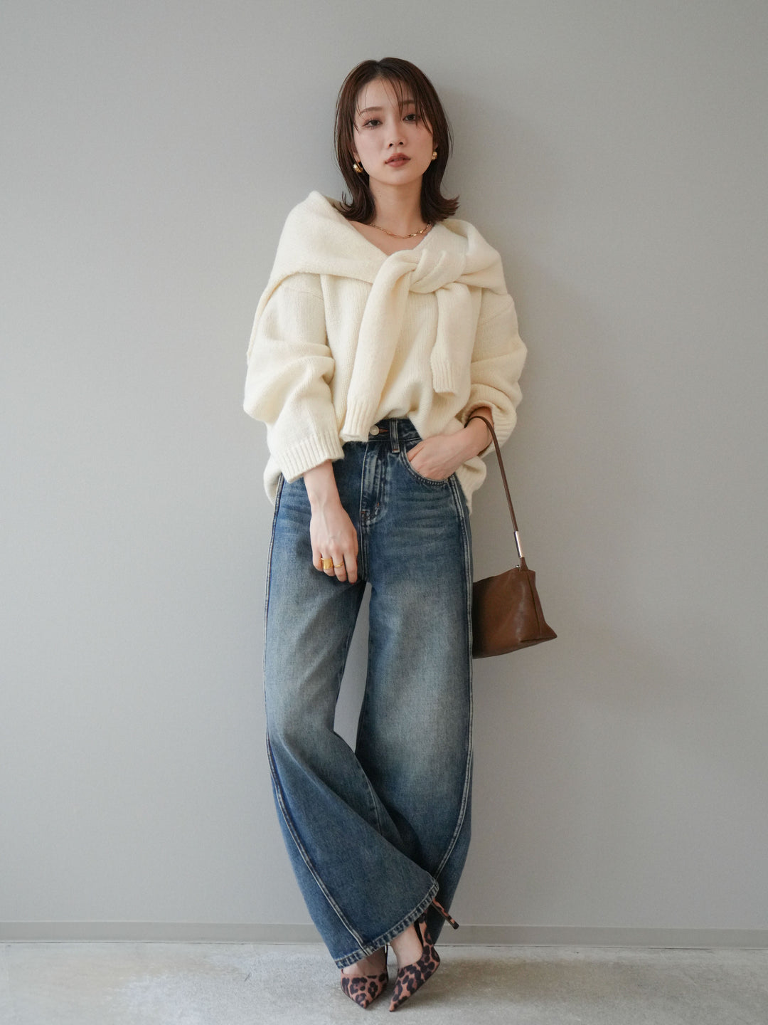 [予約]サイド切替カーブデニムパンツ/blue