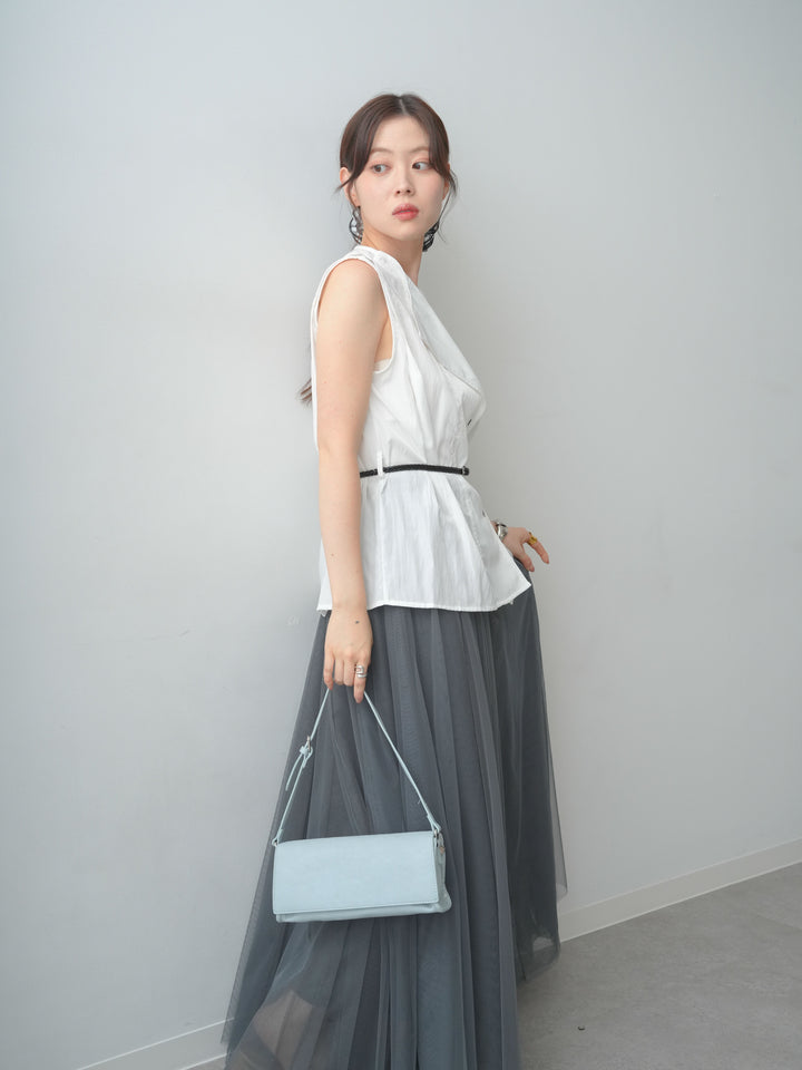 【套裝】繫帶露肩無袖襯衫 + 配件套裝（2 套可選）