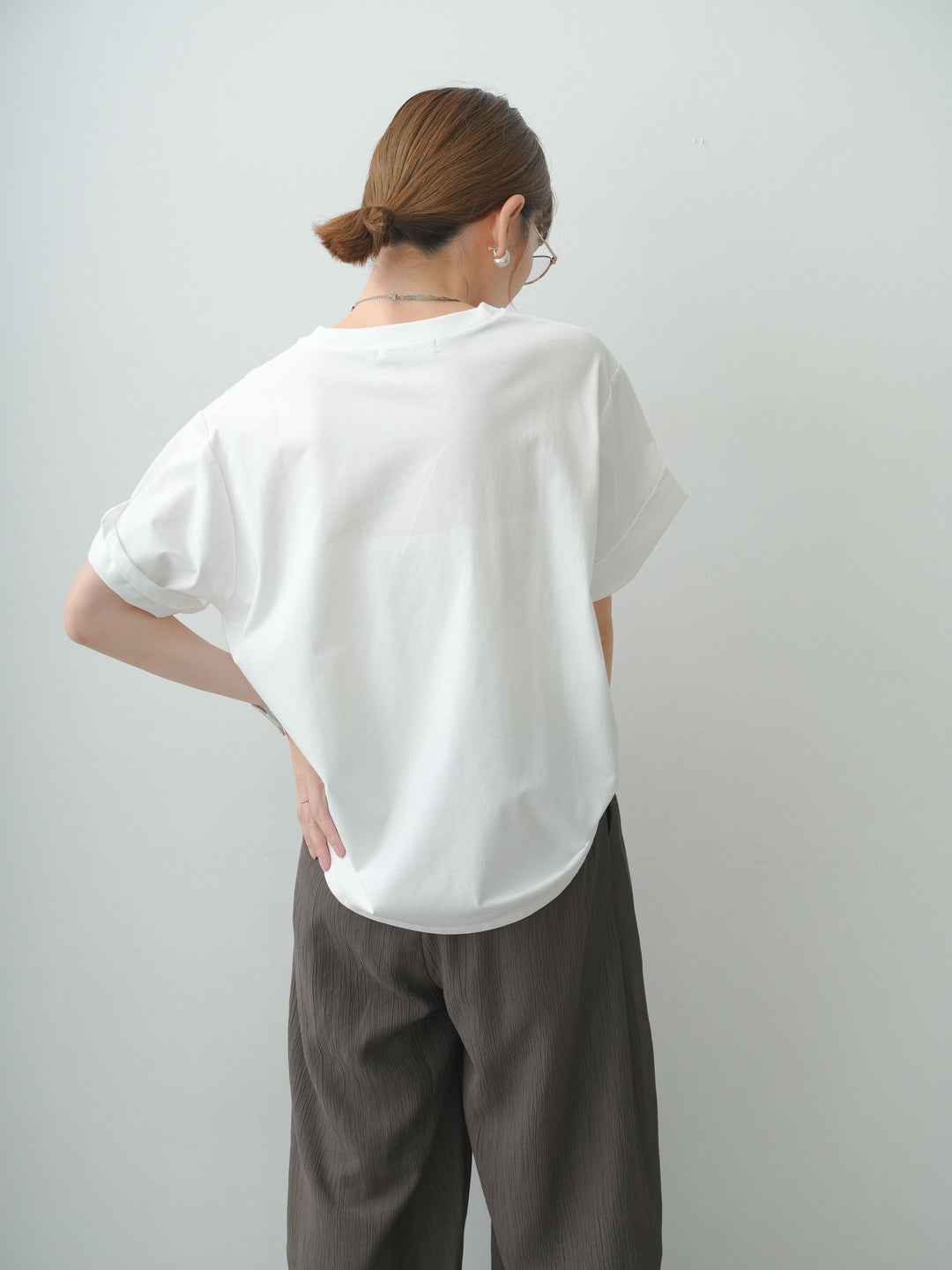 [SET]クールタッチアートロゴオーバーTEE+ベルト付ワッシャーライトワイドパンツ(2set)