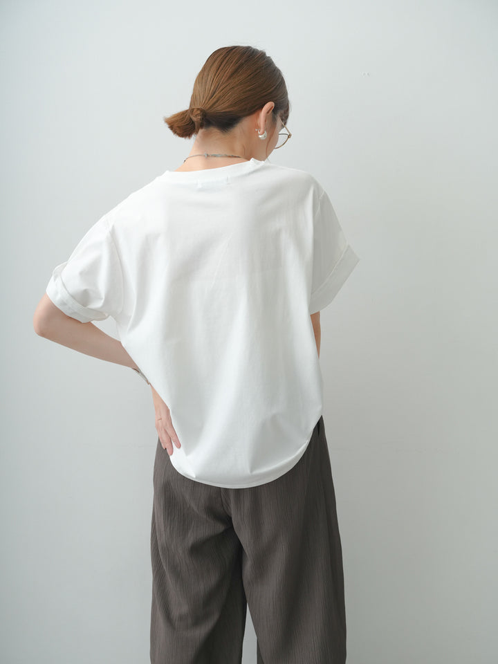 [SET]クールタッチアートロゴオーバーTEE+ベルト付ワッシャーライトワイドパンツ(2set)