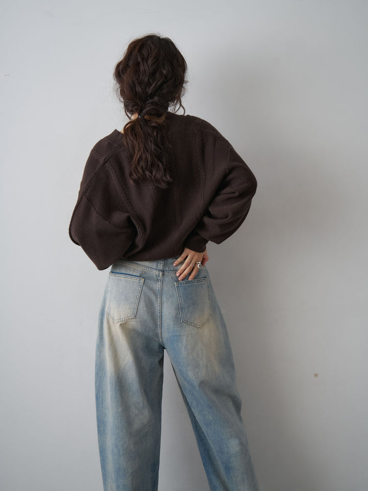 [SET]カシュクールミックスケーブルニットトップス+カシュクールミックスケーブルニットトップス(2set)
