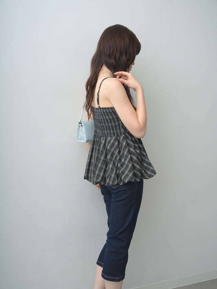[予約]チェックバルーンキャミソール/blackcheck