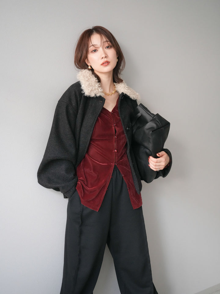 [予約]ロービングボアえりブルゾン/black