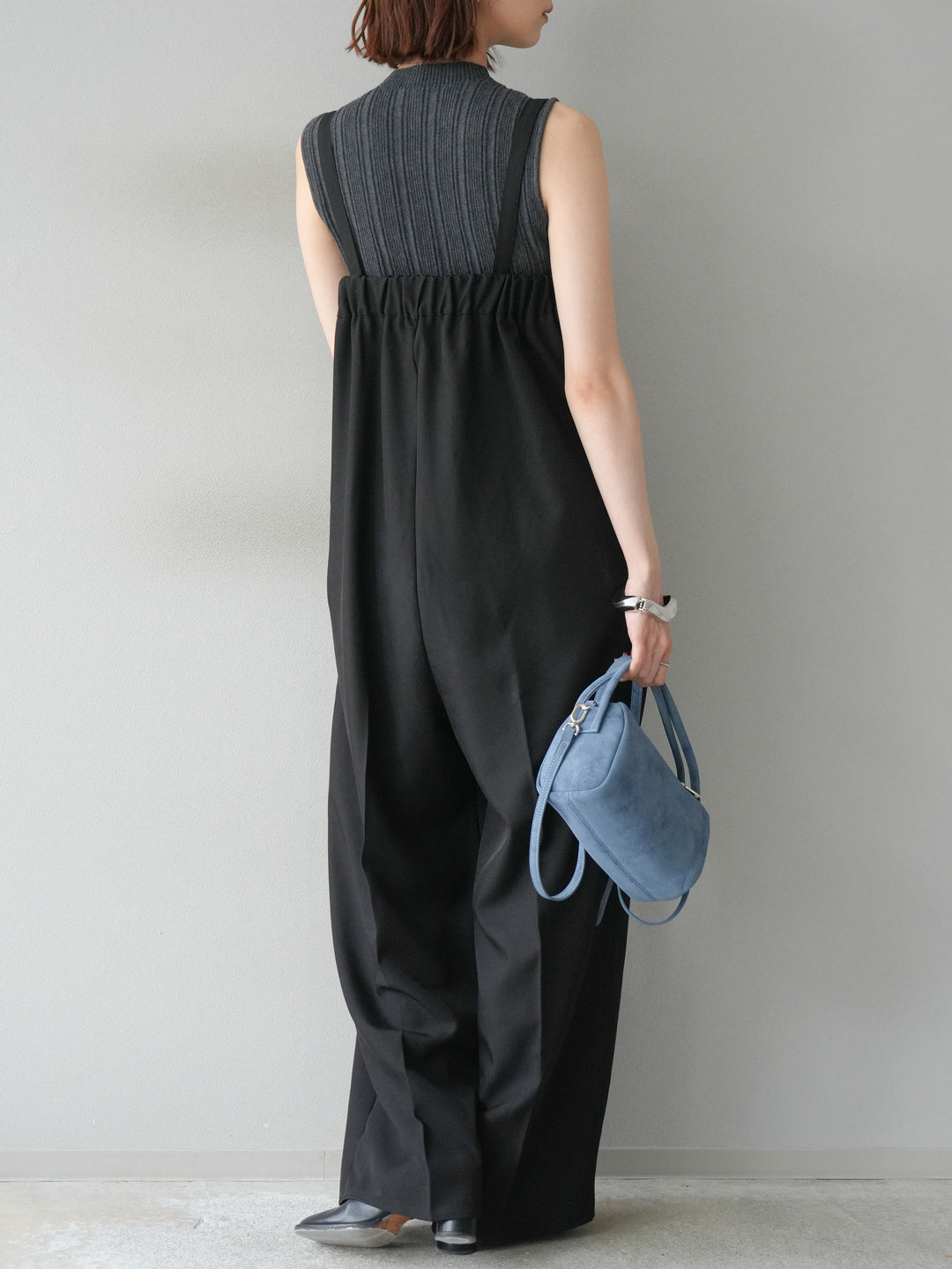 [予約]スリーブレスランダムリブニットトップス/グレー