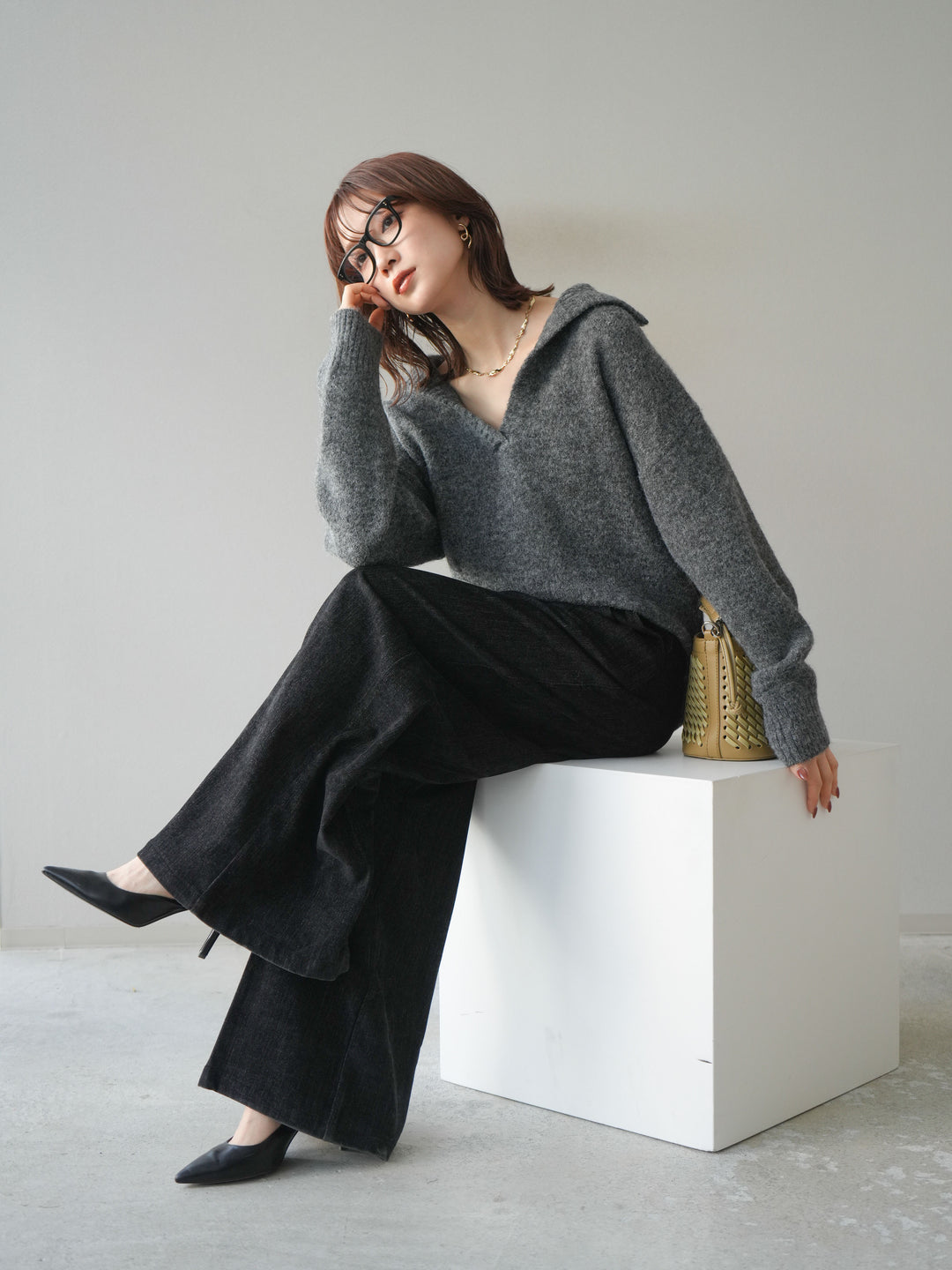 [SET]スキッパーニットプルオーバー+選べるアクセセット(2set)