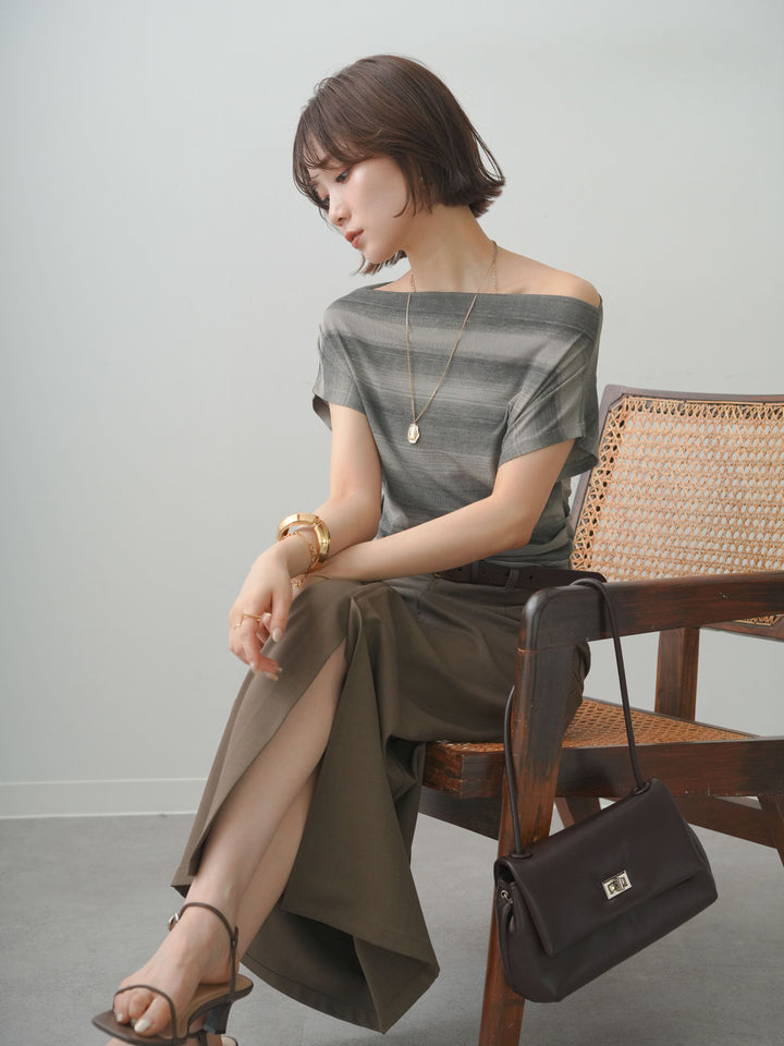 【套裝】不對稱無袖條紋上衣 + 不對稱無袖條紋上衣（2 件組）
