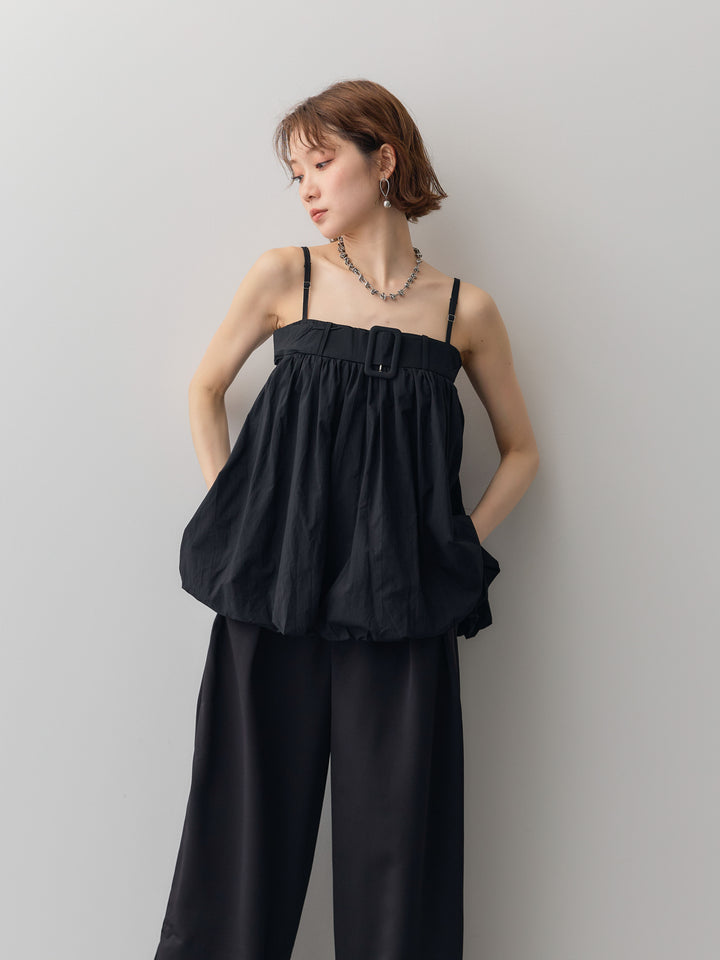 [予約]バックル付バルーンキャミトップス/black