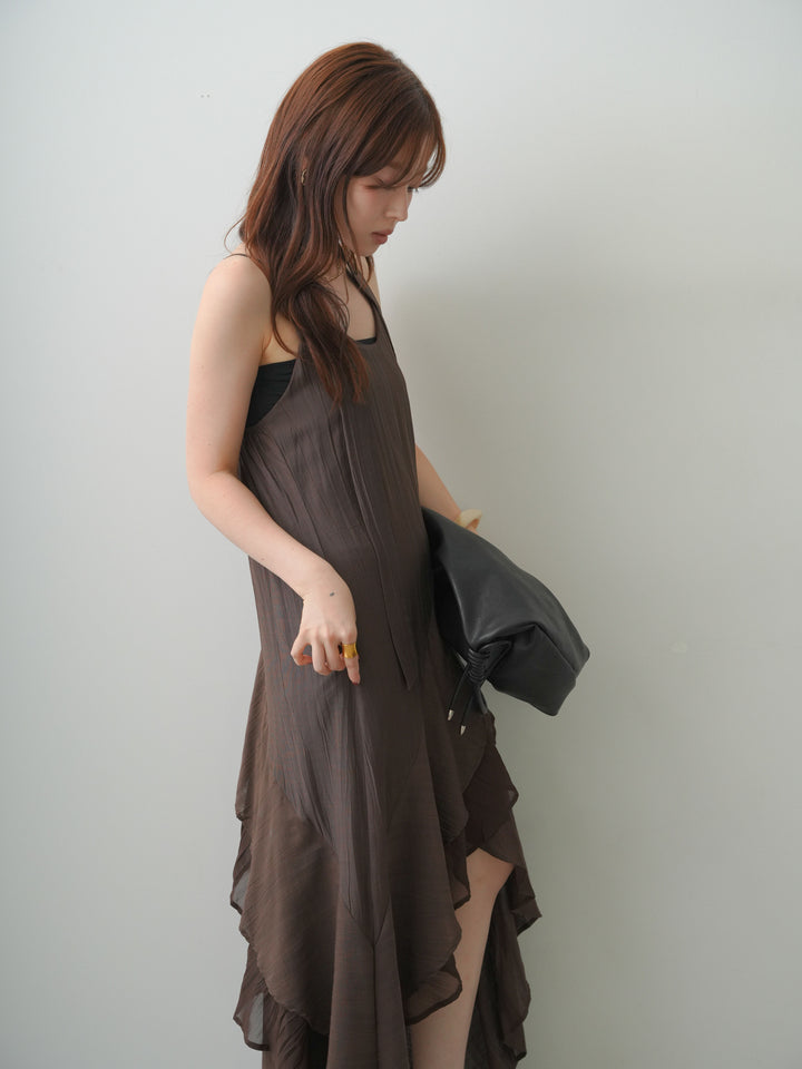 [予約]ラッフルヘムレイヤードキャミワンピース/brown