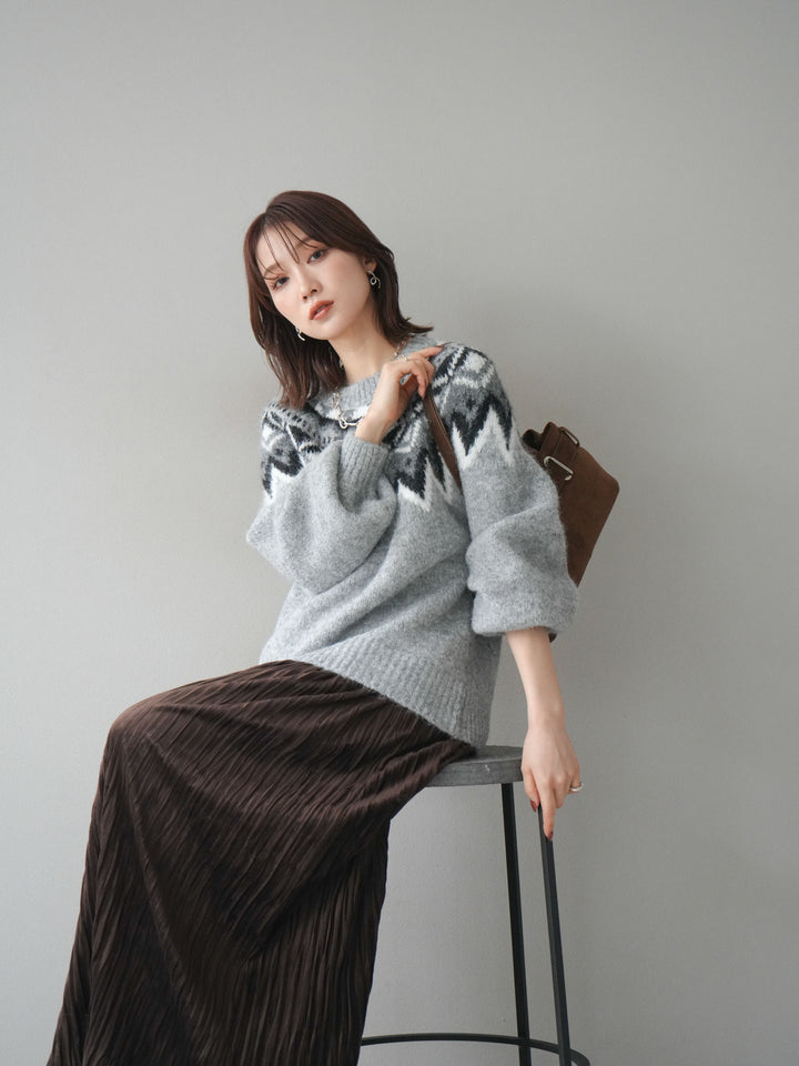[予約]求心柄オーバーニットプルオーバー/gray