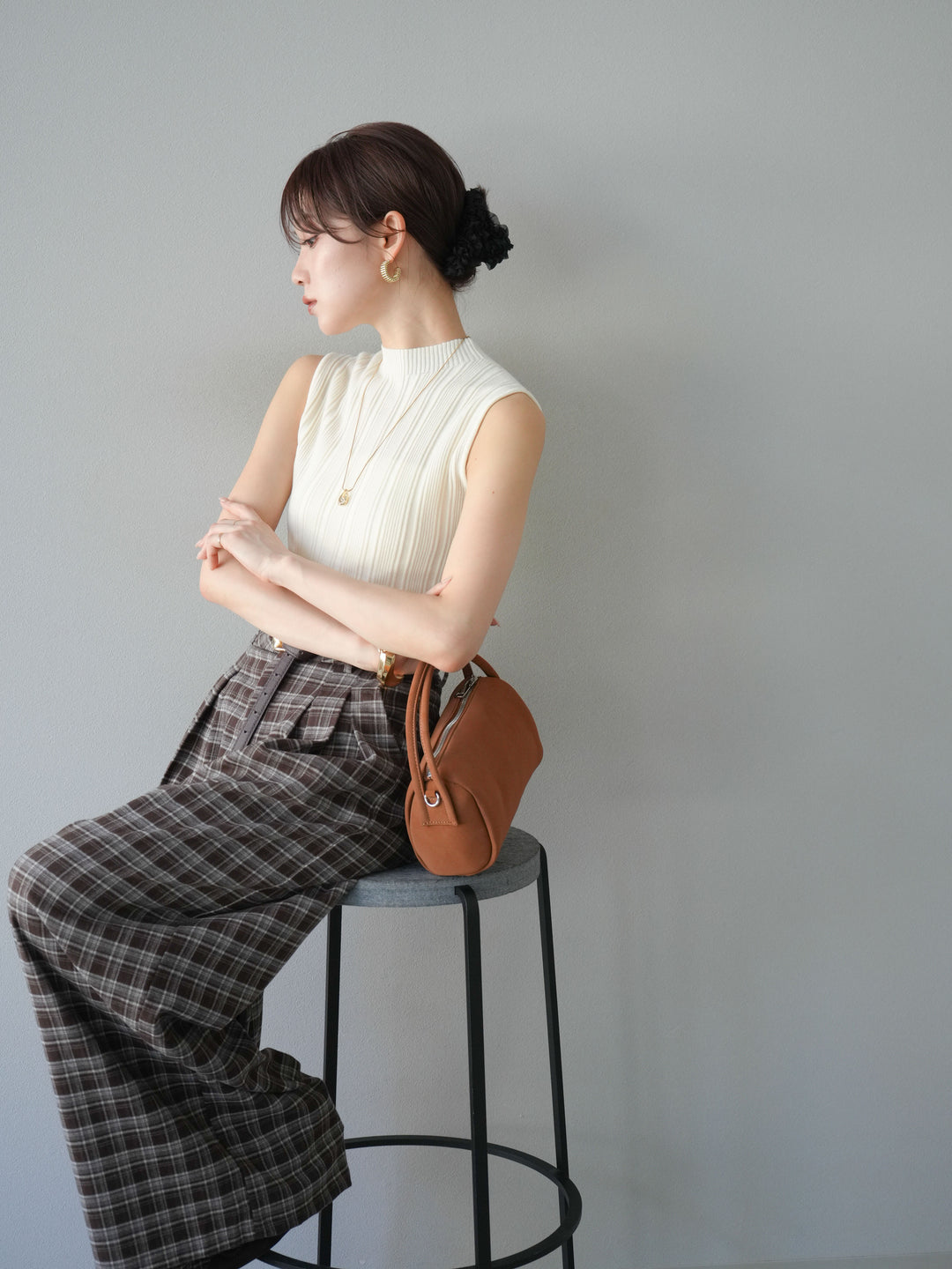 [予約]スリーブレスランダムリブニットトップス/アイボリー