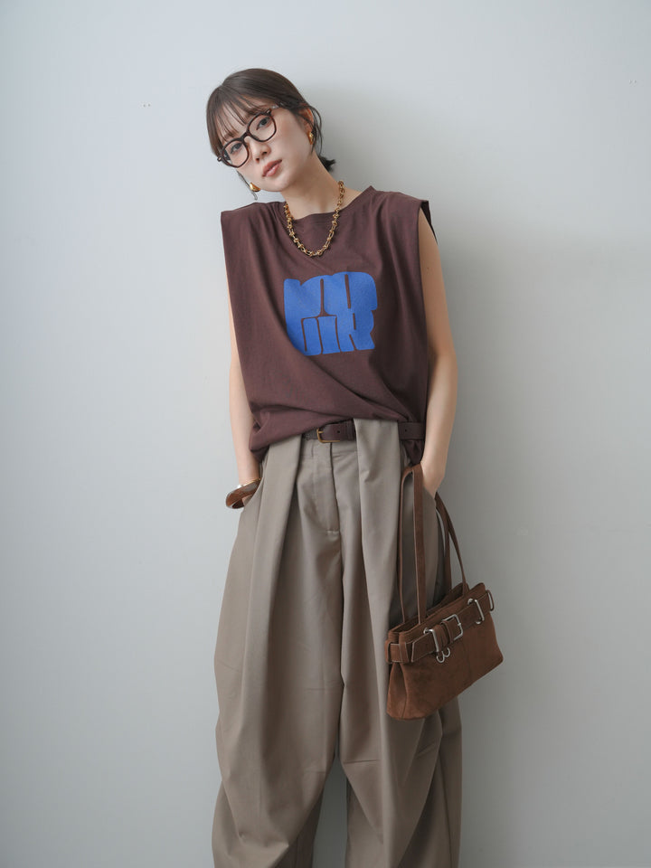 [SET]ヴィンテージロゴドロストTEE+ショルダータックノースリーブオーバーTEE(2set)