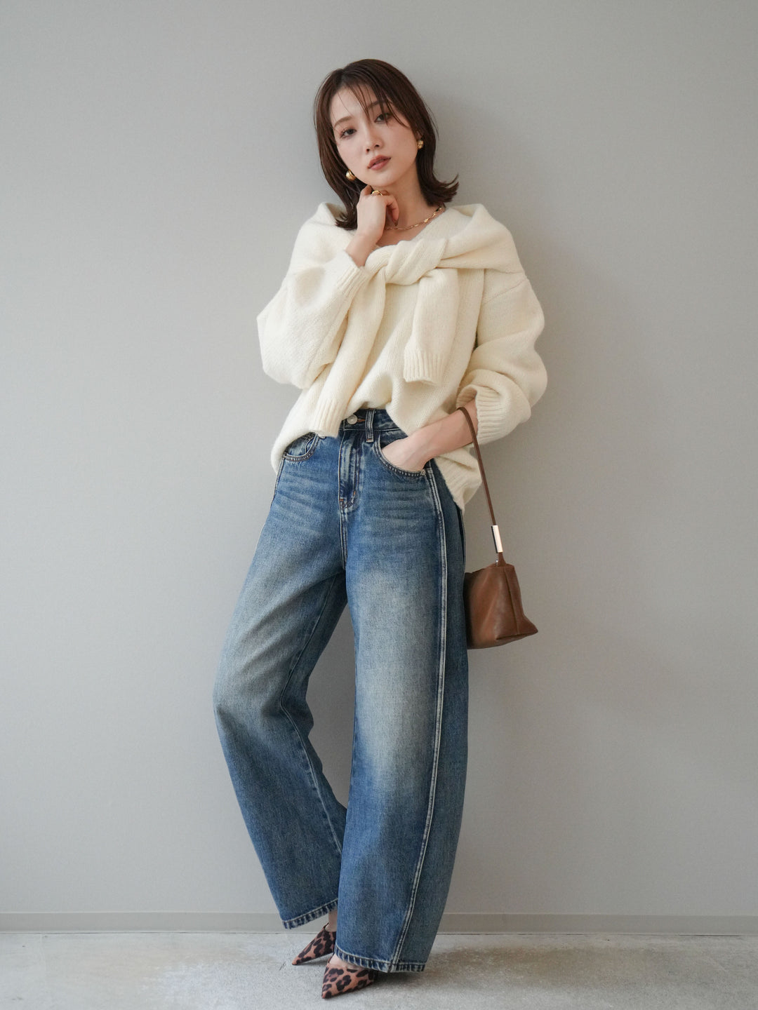 [予約]サイド切替カーブデニムパンツ/blue