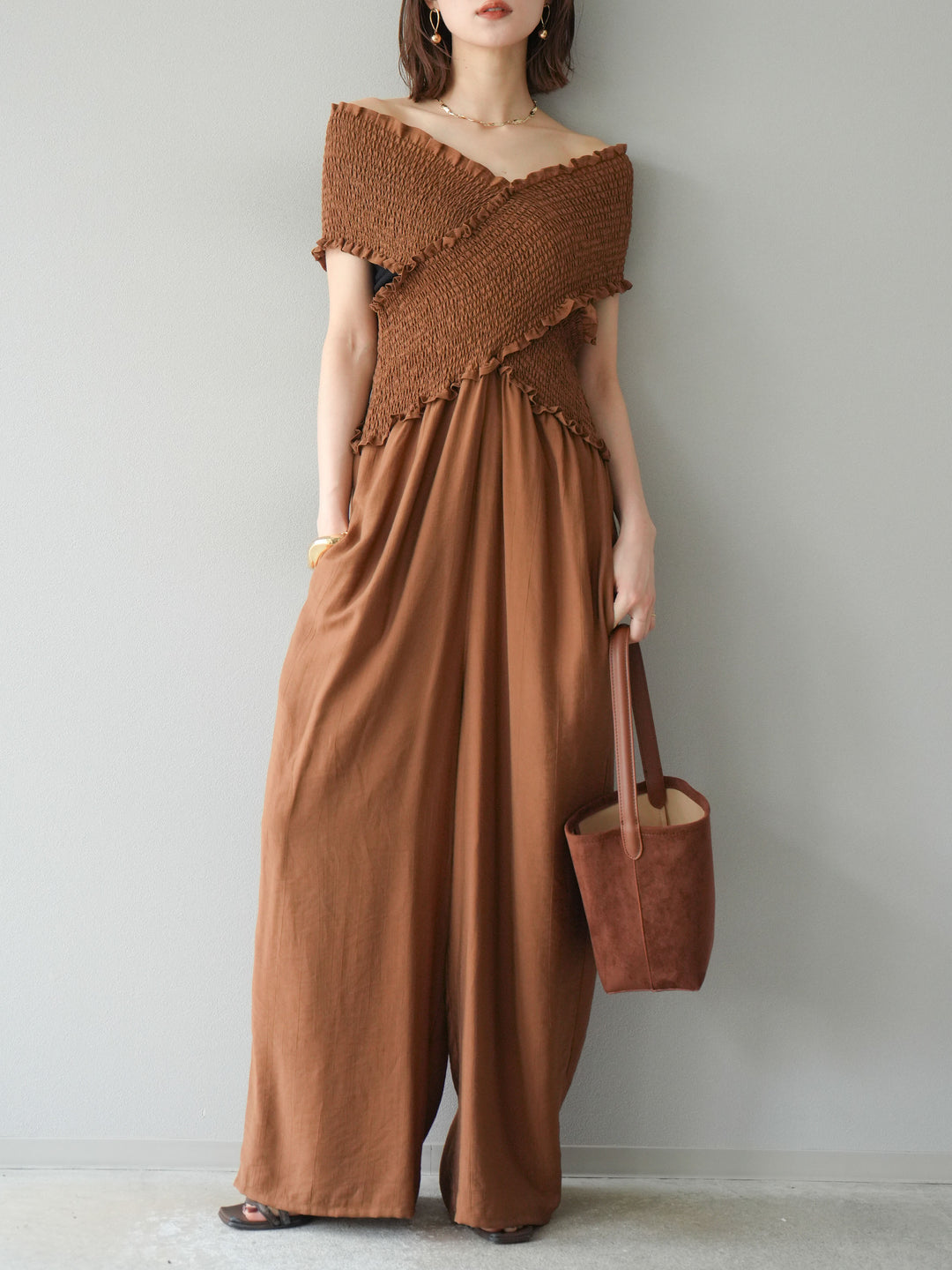 [SET]シャーリングクロスサロペット+シャーリングクロスサロペット(2set)