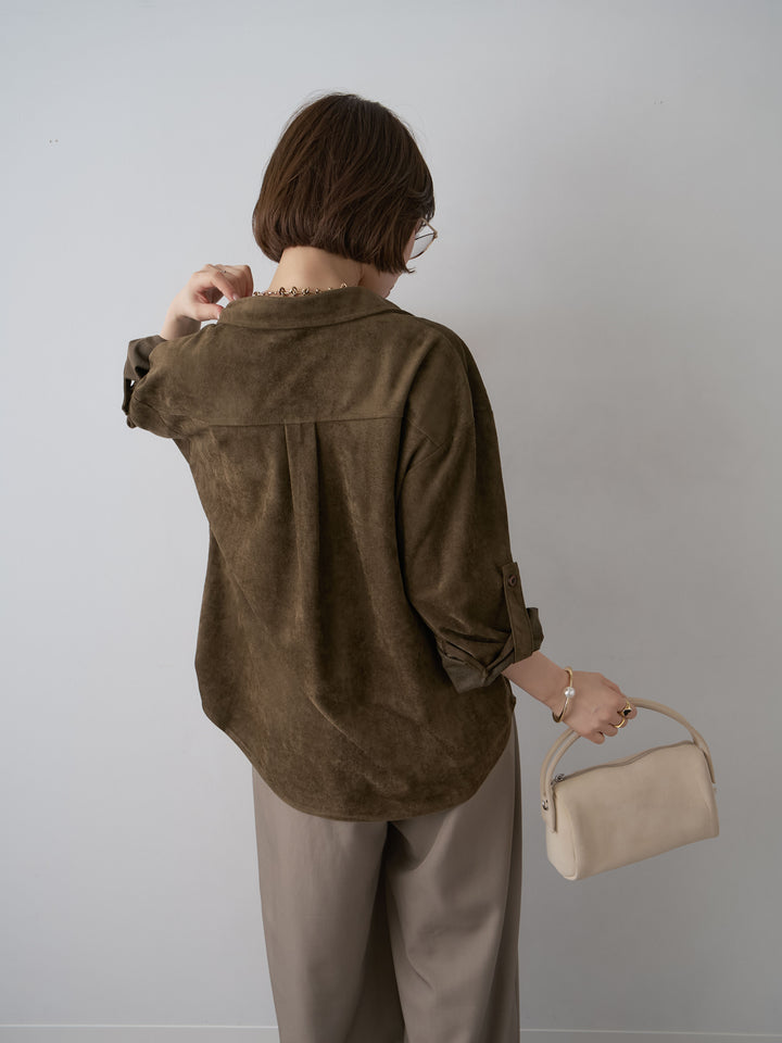 [予約]スウェードタッチWポケットシャツ/khaki