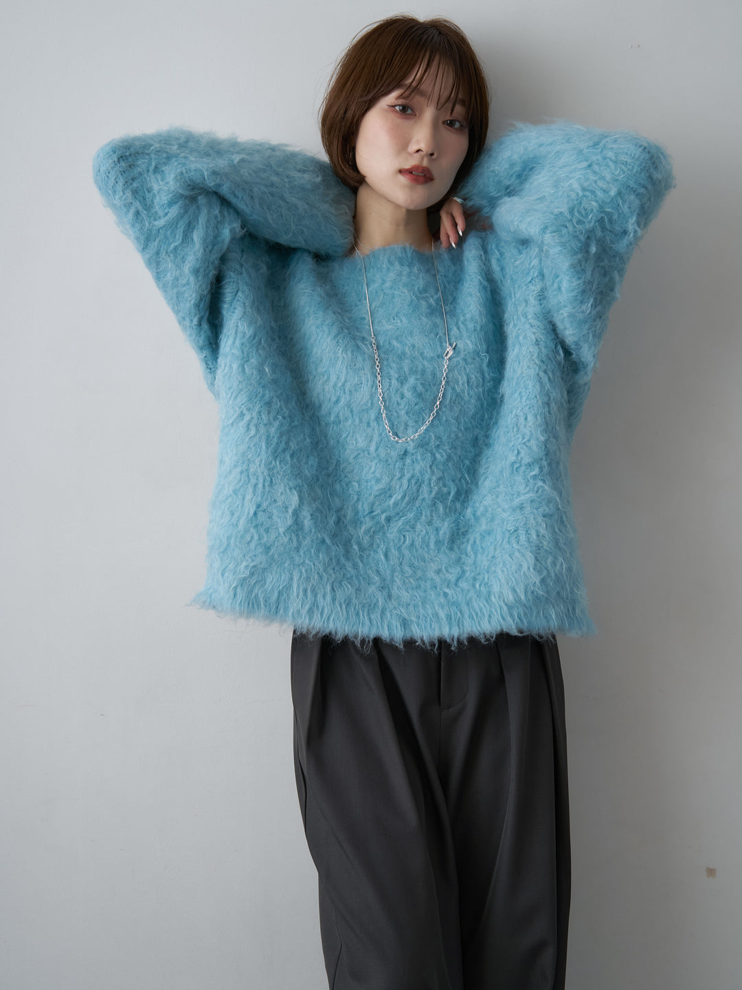 [予約]フェザーシャギーボックスプルオーバー/blue