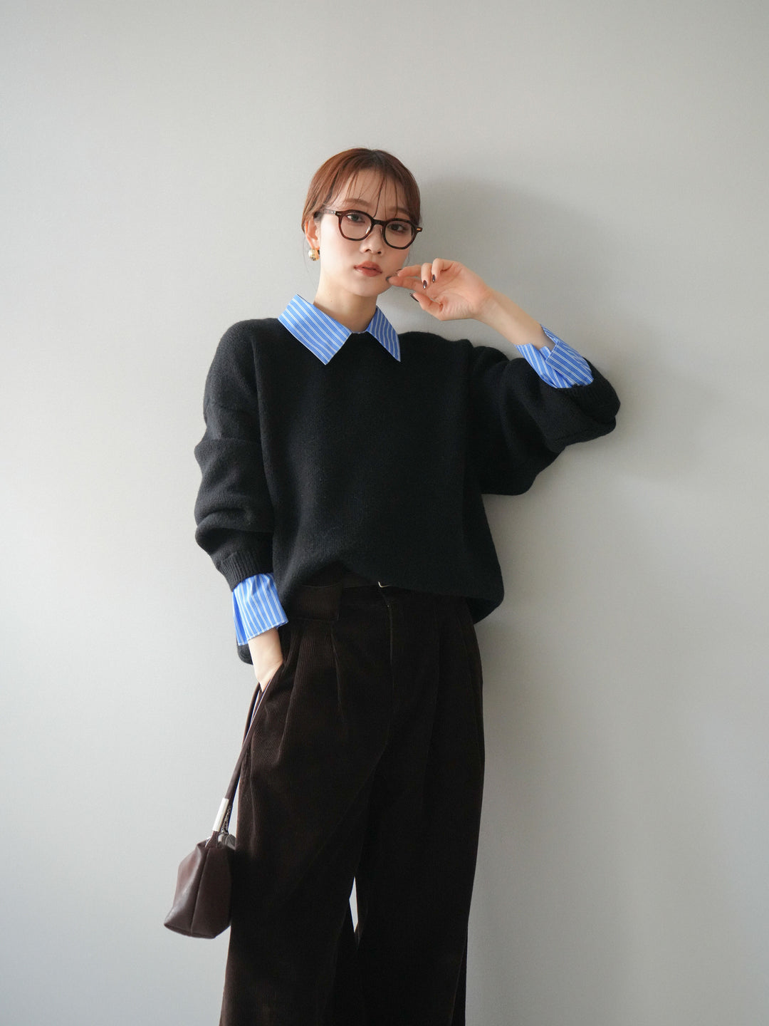 [予約]2WAY襟ニットプルオーバー/black