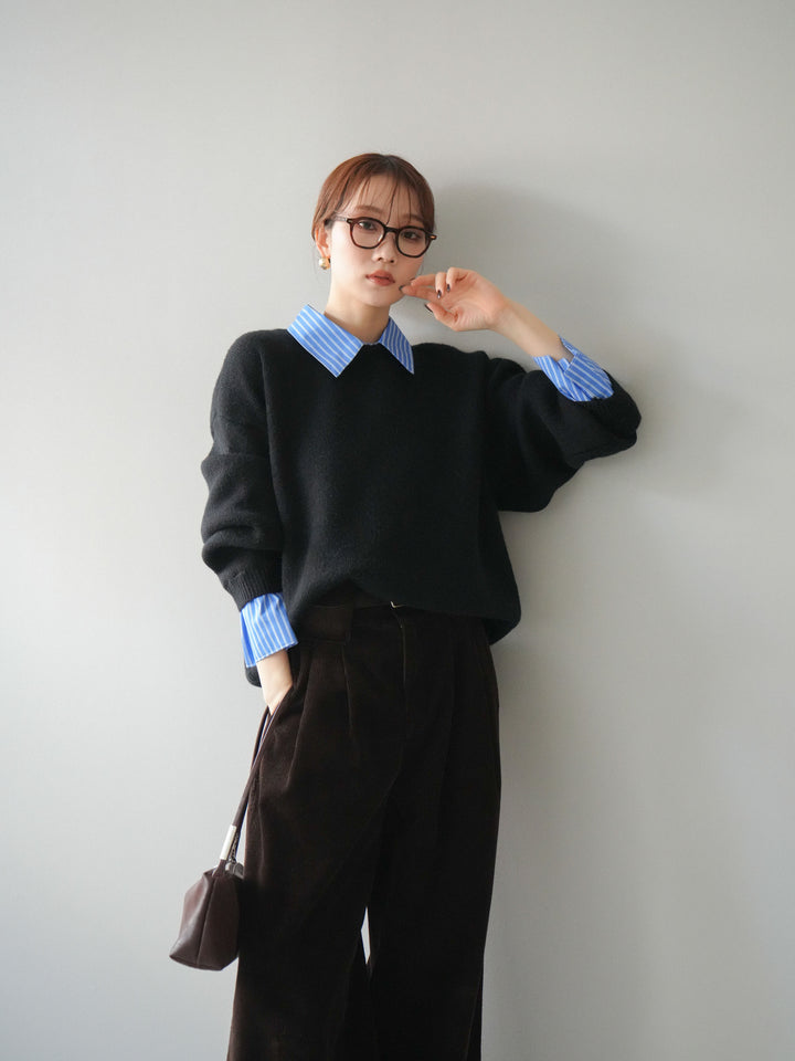 [予約]2WAY襟ニットプルオーバー/black