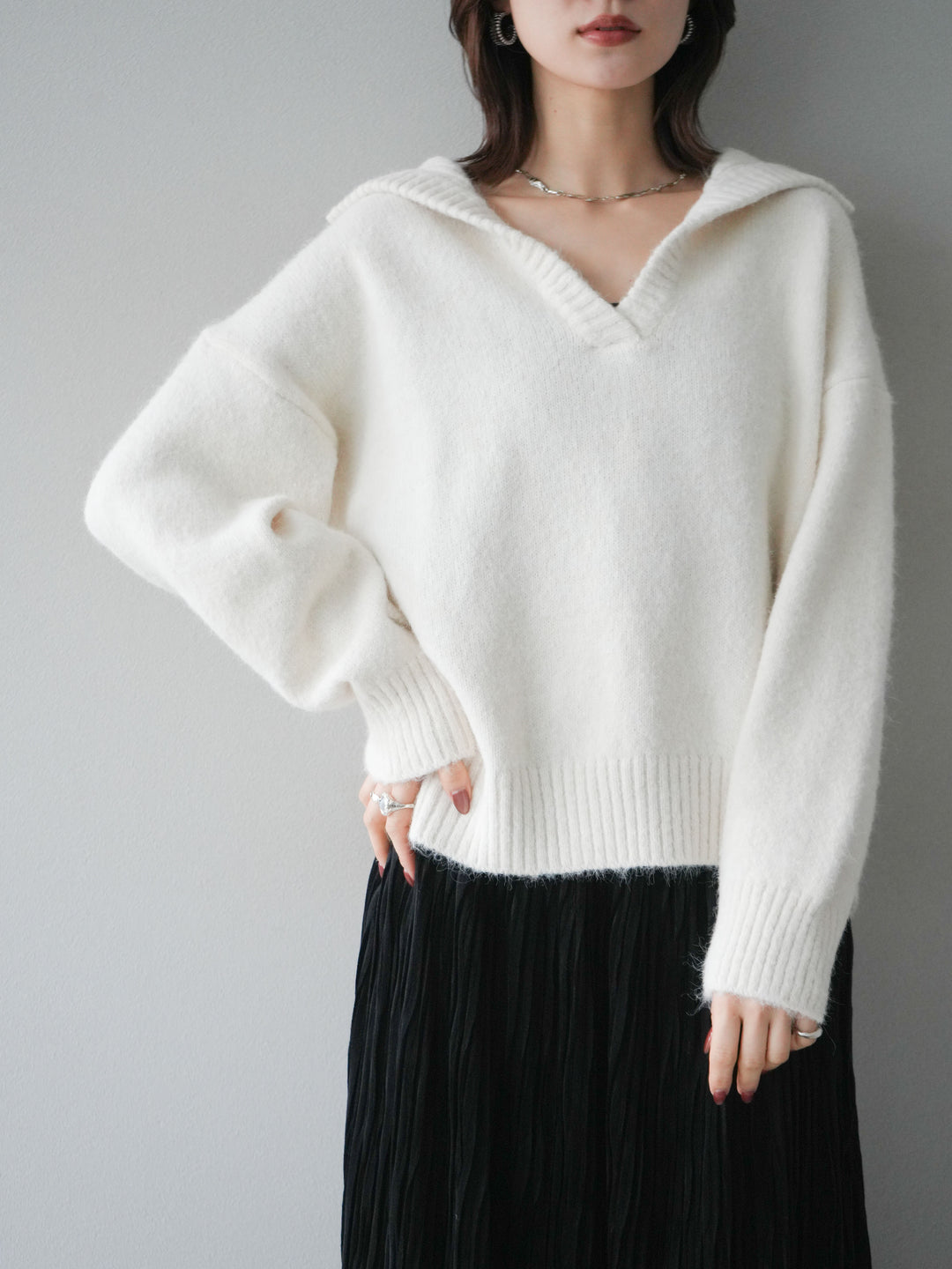 [SET]スキッパーニットプルオーバー+選べるアクセセット(2set)