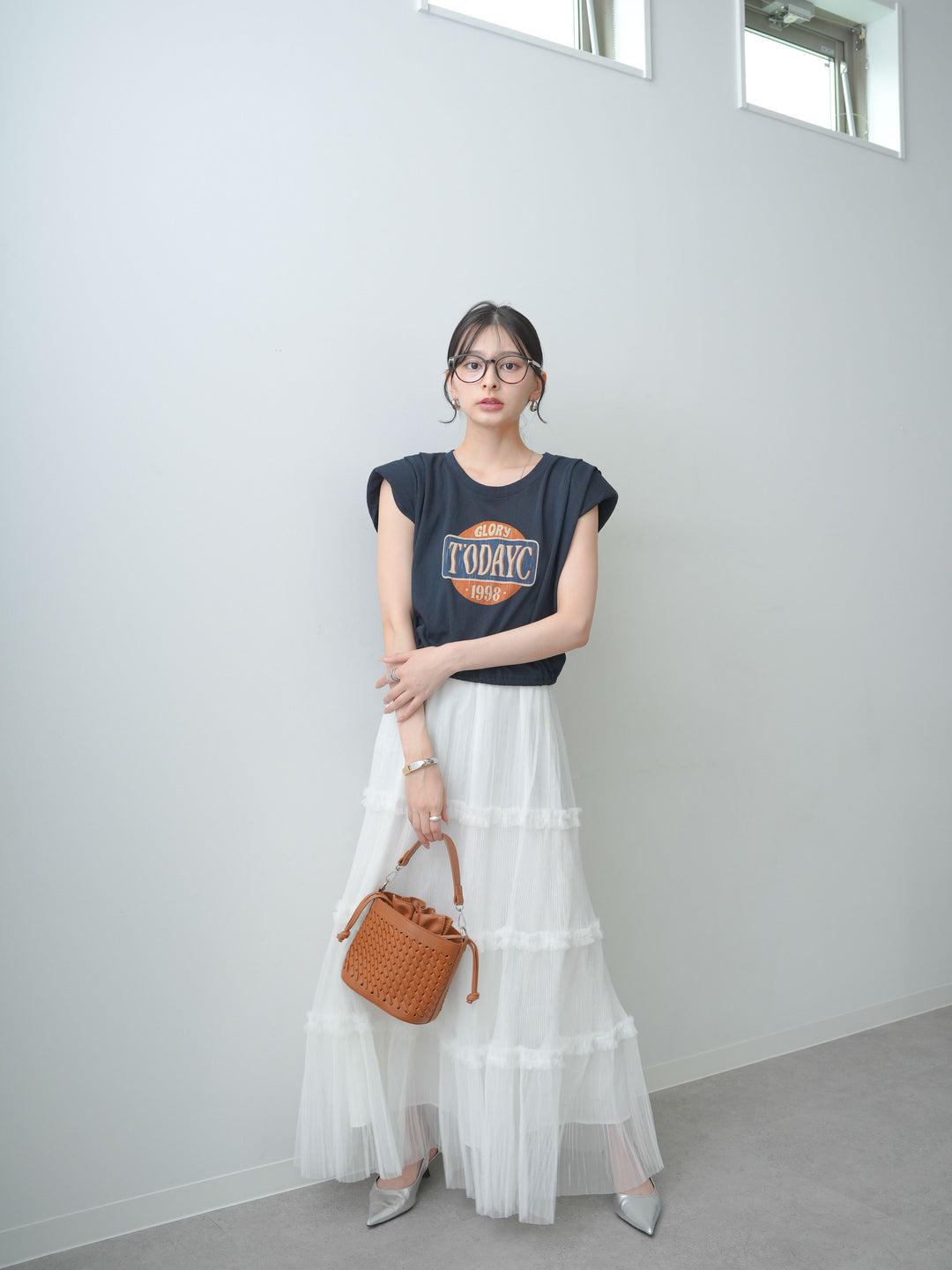 [SET]ヴィンテージロゴドロストTEE+ホイップチュールティアードフレアスカート(2set)