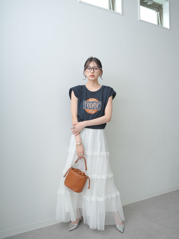 [SET]ヴィンテージロゴドロストTEE+ホイップチュールティアードフレアスカート(2set)