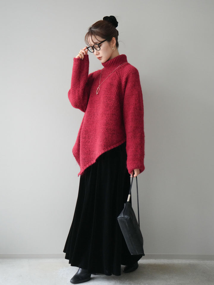 [予約]ベロアフレアスカート/black