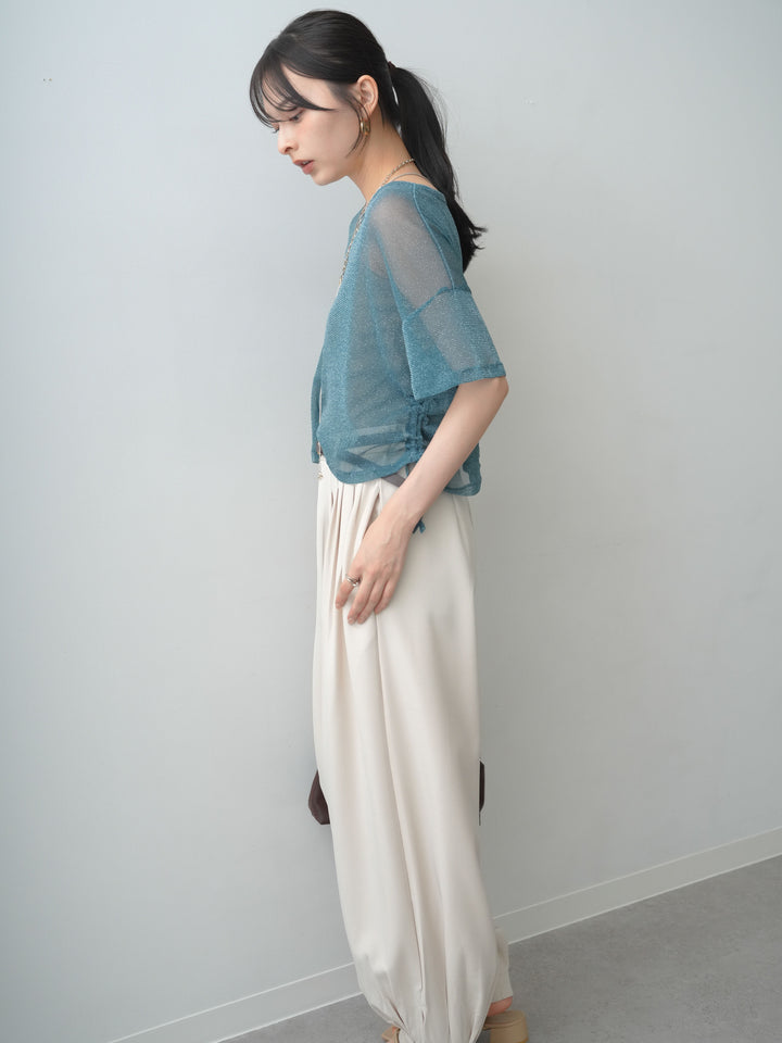 【套裝】閃亮薄紗側褶設計上衣 + 可選配件套裝（2 套）