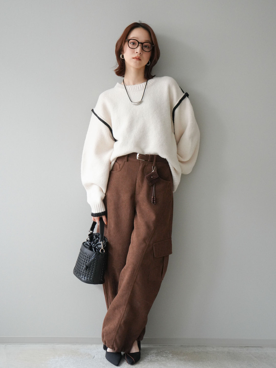 [予約]ベルト付コーデュロイカーゴパンツ/brown