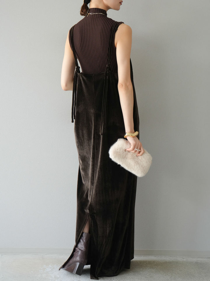 [予約]ベロアビスチェキャミワンピース/ブラウン