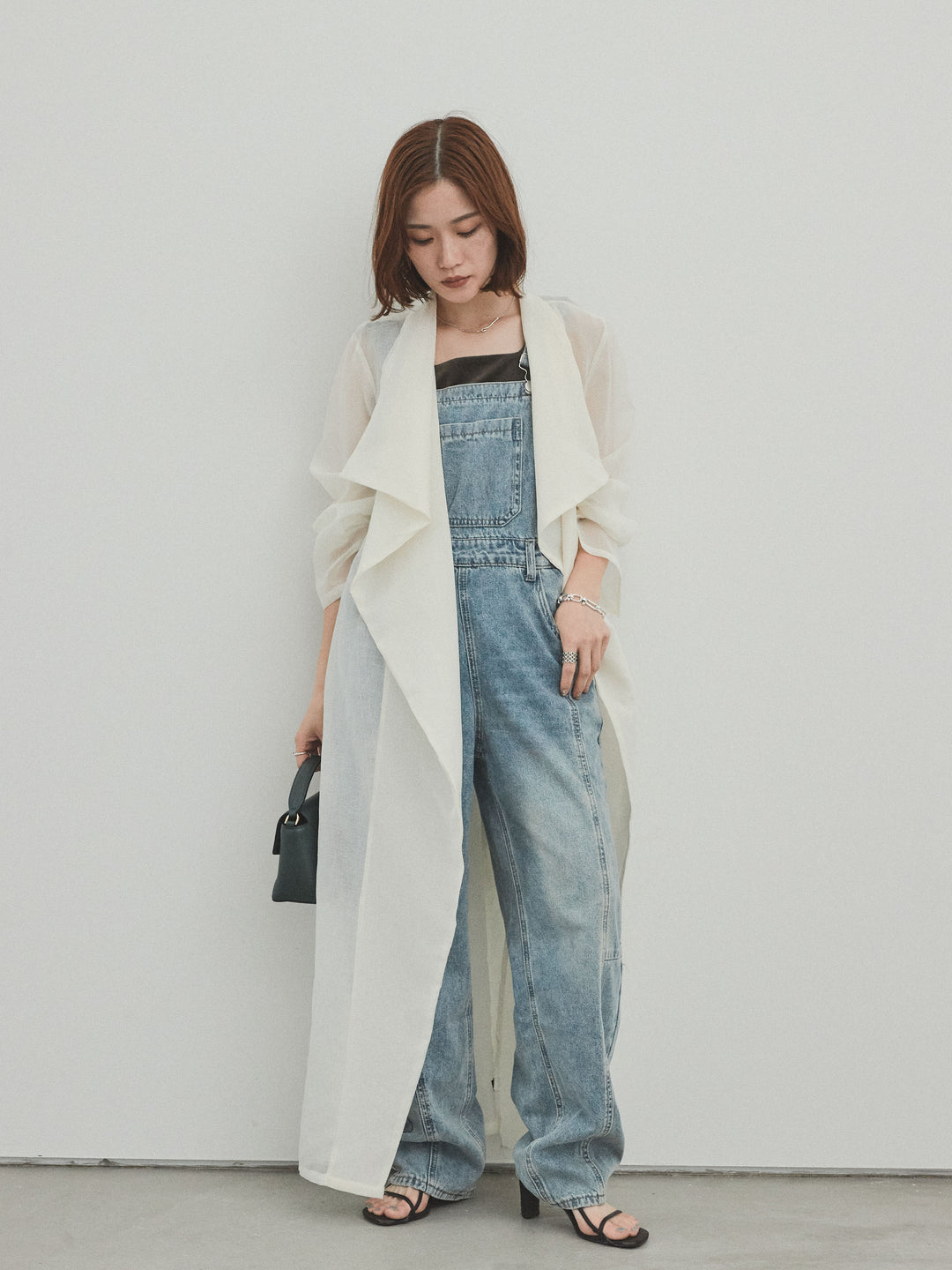 [予約]スクエアベロアタンクトップ/チャコール