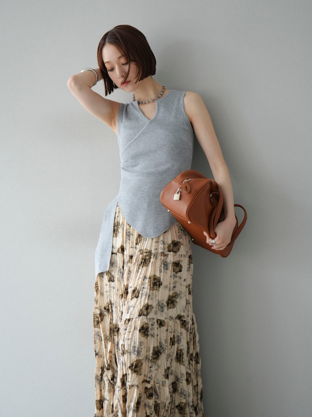 [SET]カシュクールノースリーブニットトップス+カシュクールノースリーブニットトップス(2set)