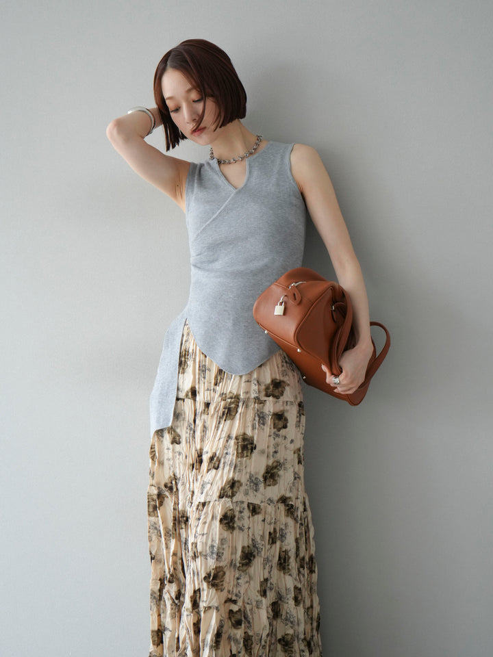 [SET]カシュクールノースリーブニットトップス+カシュクールノースリーブニットトップス(2set)