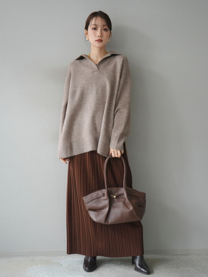 [予約]スキッパーオーバーニットプルオーバー/greige