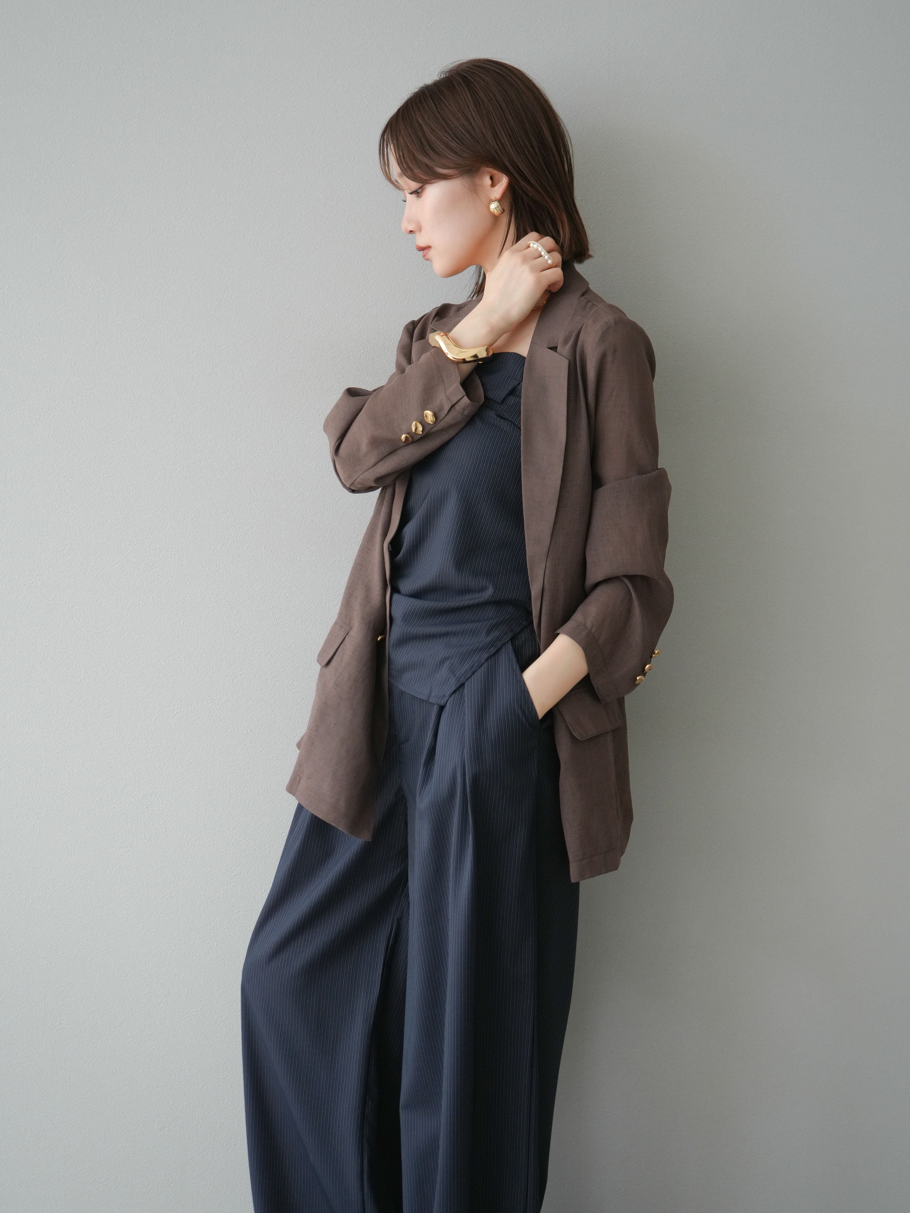 ジュールズプラス シアーゴールドボタンジャケット ジュールズプラス シアーゴールドボタンジャケット ネイビー【美