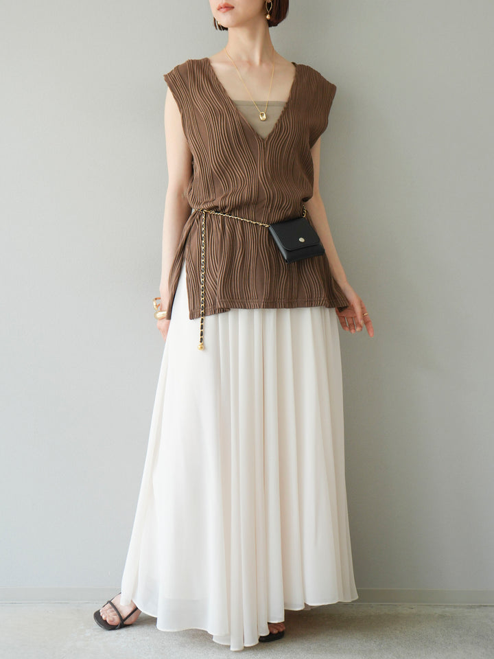 [予約]シフォンフレアスカート/アイボリー