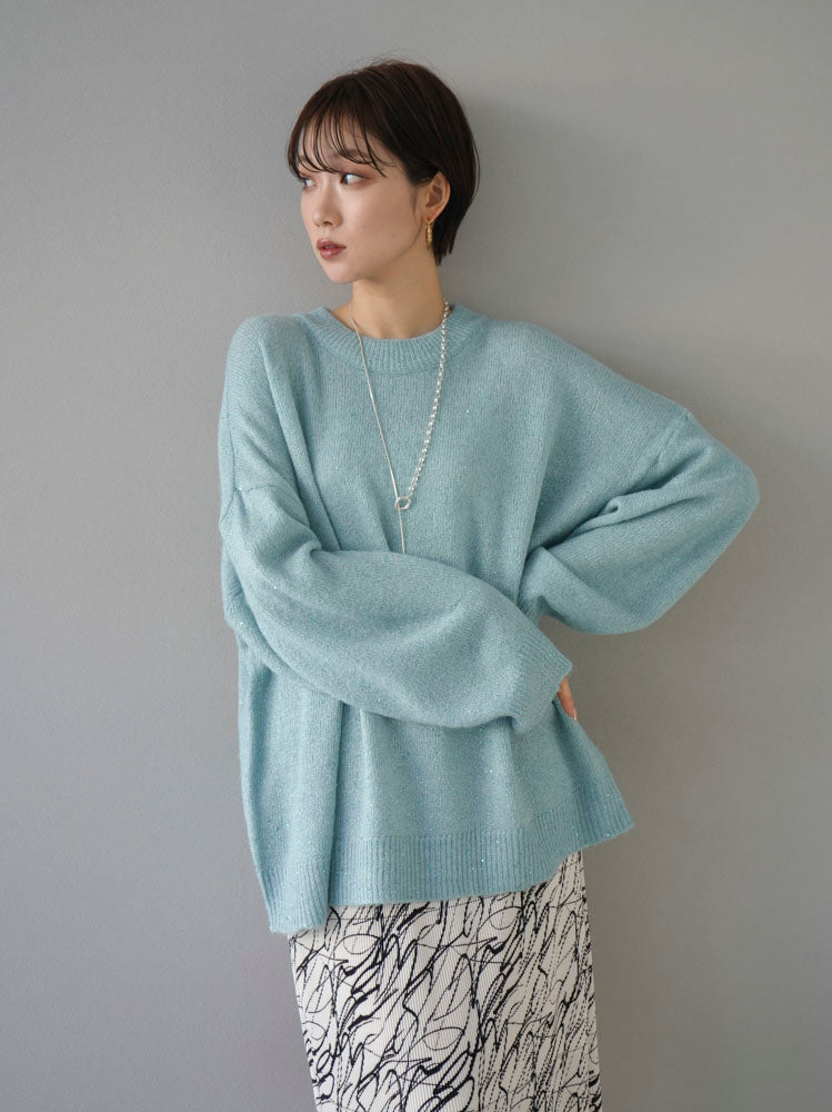 [Pre-order] Lamez Sequin Knit Pullover/Blue