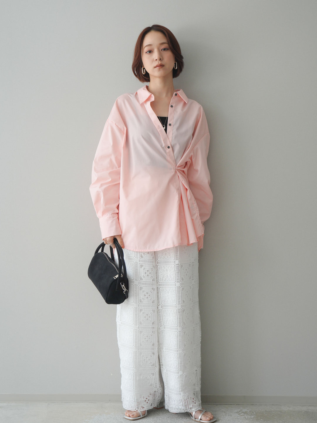 [予約]2wayベージックルーズシャツ/pink