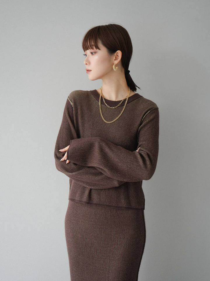 [套裝] 雙面配色羅紋針織套頭衫 + 可選飾品套裝（2 套）