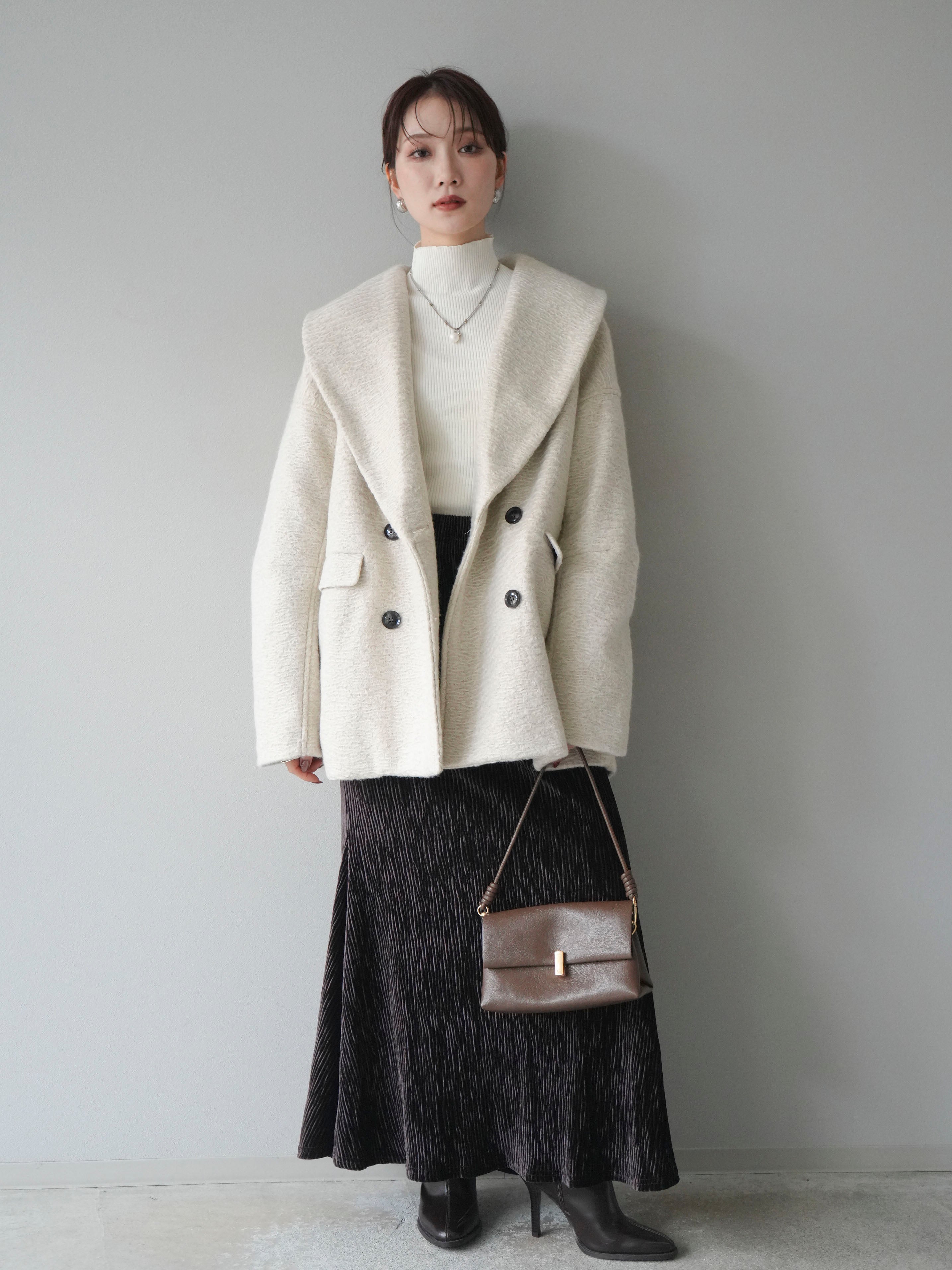 予約]ロービング襟付きミドルコクーンコート/ivory – Lumier